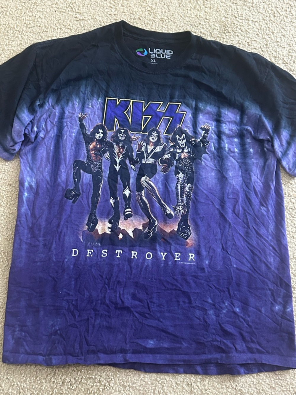 Liquid Blue KISS Destroyer Tie Dye T-Shirt Rock & Pop Music Size XL 2006
